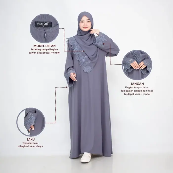 Abaya Noreen Set Hijab Torino Premium - Gambar 5