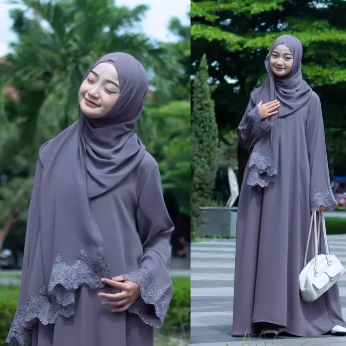 Abaya Noreen Set Hijab Torino Premium - Gambar 2