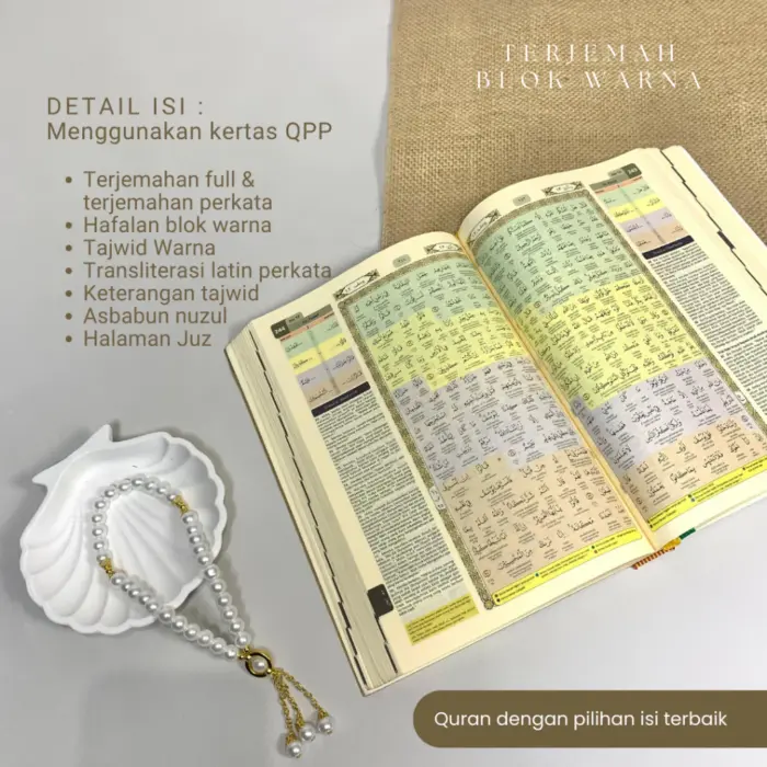 Al Quran Premium Embos Motif Bunga Terjemahan Free Box Eksklusif & Tasbih - Gambar 3
