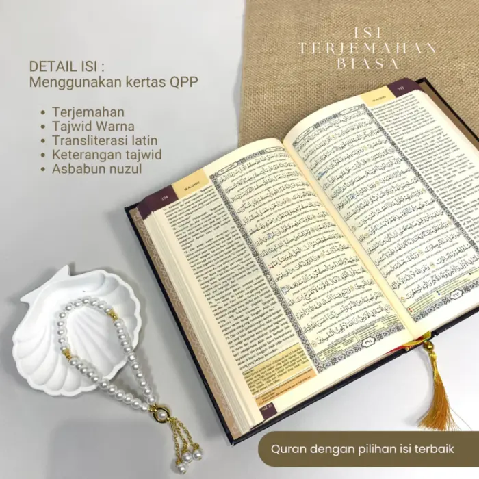 Al Quran Premium Embos Motif Bunga Terjemahan Free Box Eksklusif & Tasbih - Gambar 4