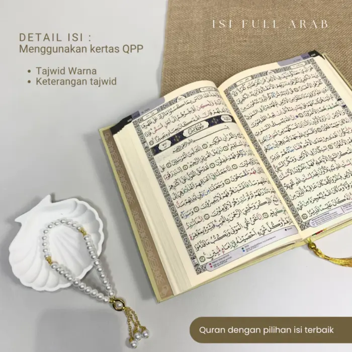 Al Quran Premium Embos Motif Bunga Terjemahan Free Box Eksklusif & Tasbih - Gambar 2