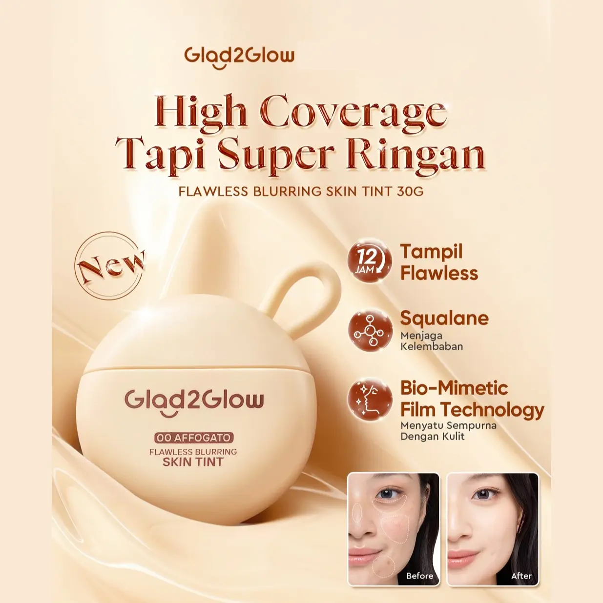 Glad2Glow Flawless Bluring Skin Tint 7 Glad2Glow Flawless Bluring Skin Tint - Gambar 1