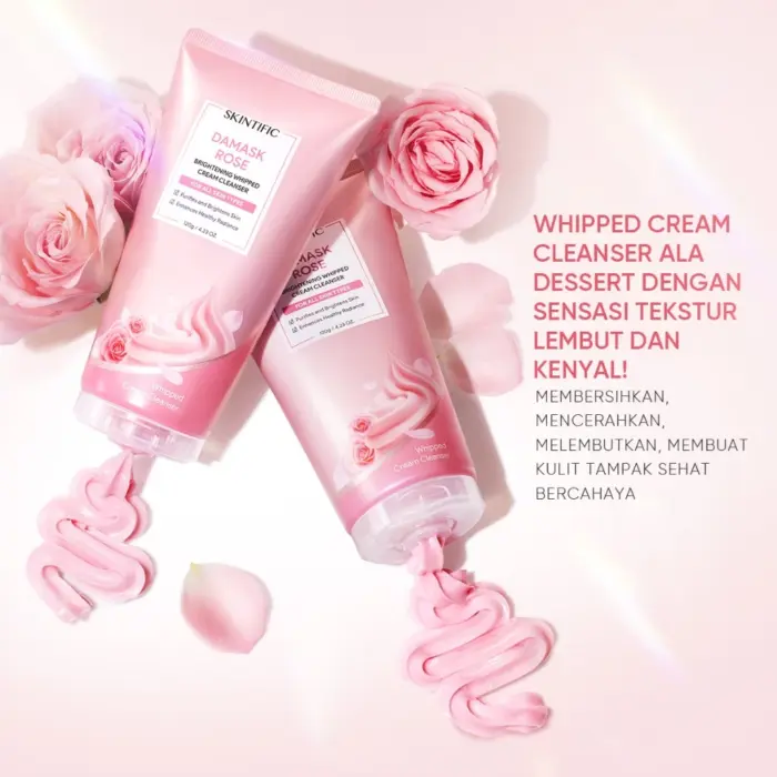 Skintific Damask Rose Brightening Whipped Cream Cleanser - Gambar 5