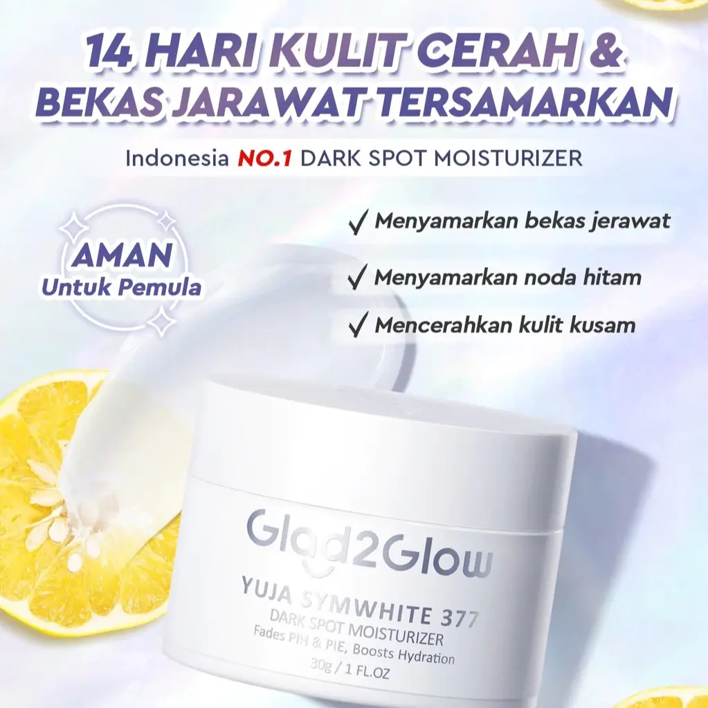 Glad2Glow Yuja Symwhite 377 Dark Spot Moisturizer 6 Glad2Glow Yuja Symwhite 377 Dark Spot Moisturizer - Gambar 1