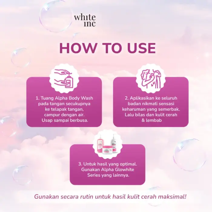 White Inc Alpha Glowhite Pouch Body Wash REFILL 350ml - Gambar 3